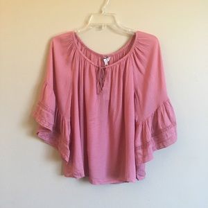 Lucky Brand Lace Wide Sleeve Boho Top S NWT